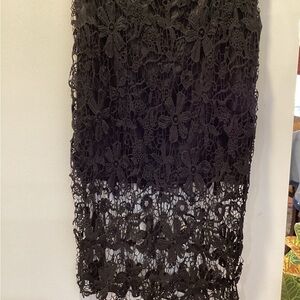 Meraki Black Floral Lace Pencil Skirt